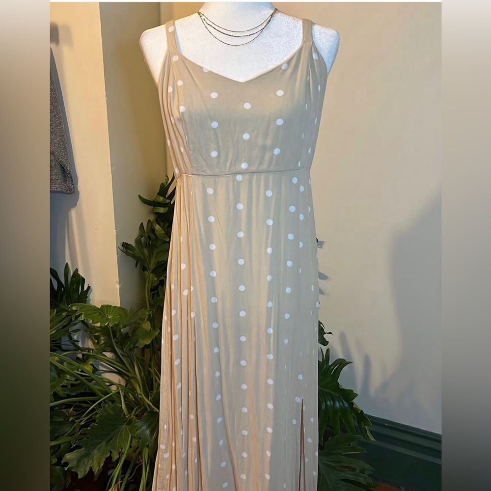 Old Navy | Polka Dot Midi Dress With Front Slit - Picture 4 of 4